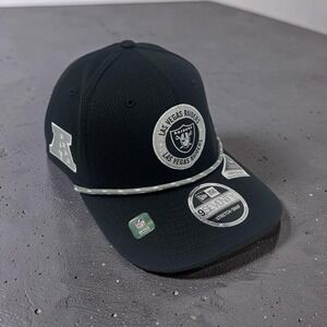 New Era 9SEVENTY Las Vegas Raiders 2024 Sideline Rope Snapback Hat Cap Black